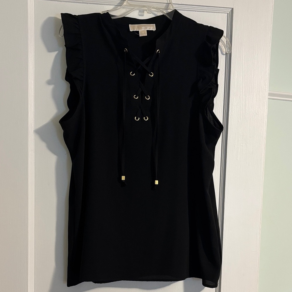Elegant Black Lace-Up Sleeveless Top